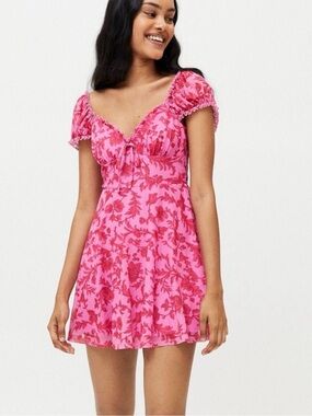 Urban Outfitters Audrey Pink and Red Meshed Dress
